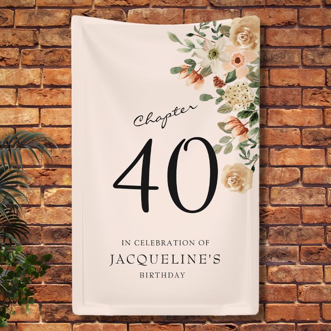 Banderoles 40e anniversaire Vintage Floral (Our elegant 40th Birthday vintage floral banner from Zazzle can transform your party's atmosphere)