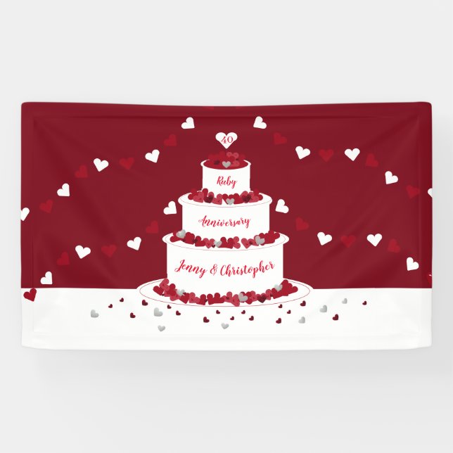 Banderoles 40ème anniversaire de mariage de rubis gâteau et b (Horizontal)