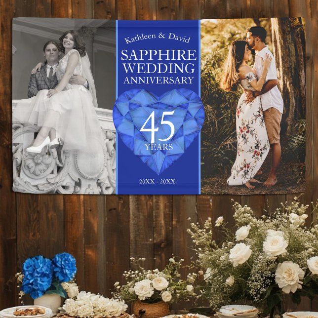 Banderoles 45e anniversaire du mariage saphir maintenant phot (Créateur téléchargé)