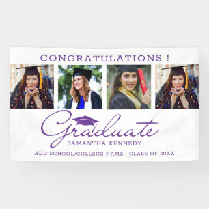 Banderoles 4 Collage Photo Purple And White Graduation 2025