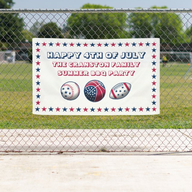 Banderoles 4 juillet boules de sport (En situation)