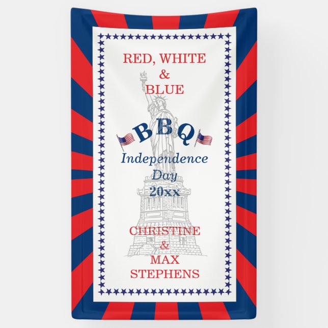 Banderoles 4 juillet de barbecue rouge, blanc et bleu (Vertical)