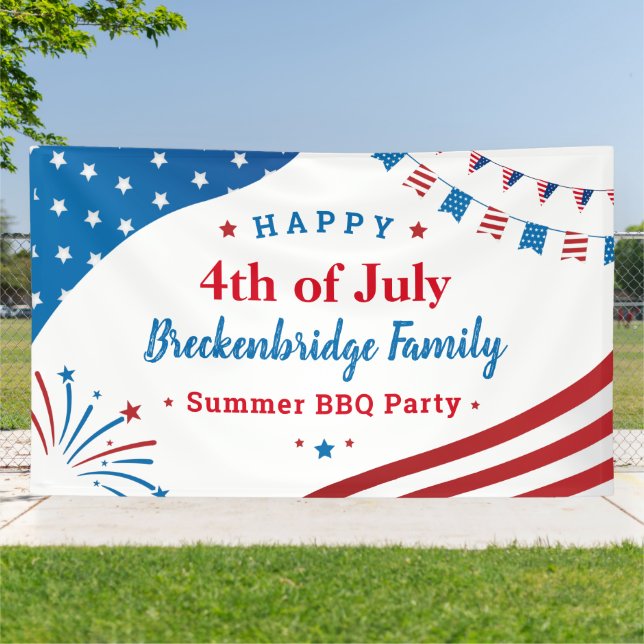 Banderoles 4 juillet famille d'été personnalisée (Dehors)