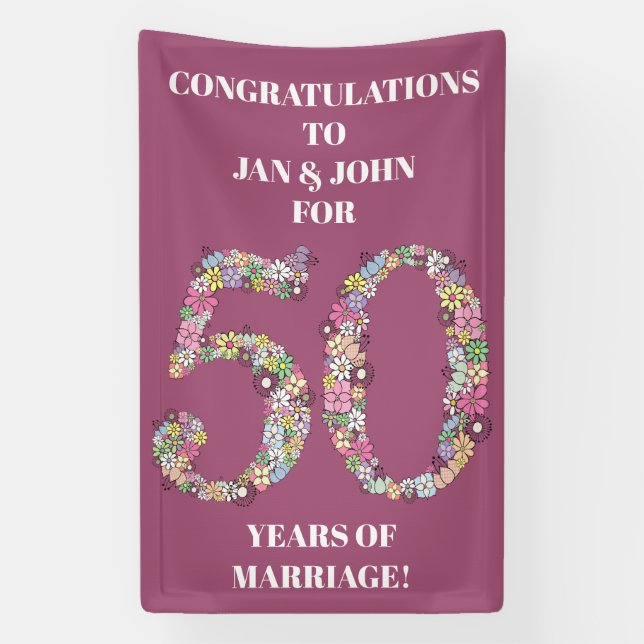 Banderoles 50 ans 50e anniversaire de mariage des Mariages (Verticale)