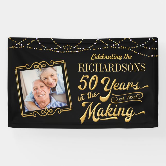 Banderoles 50 ans à l'aube d'or (Horizontal)