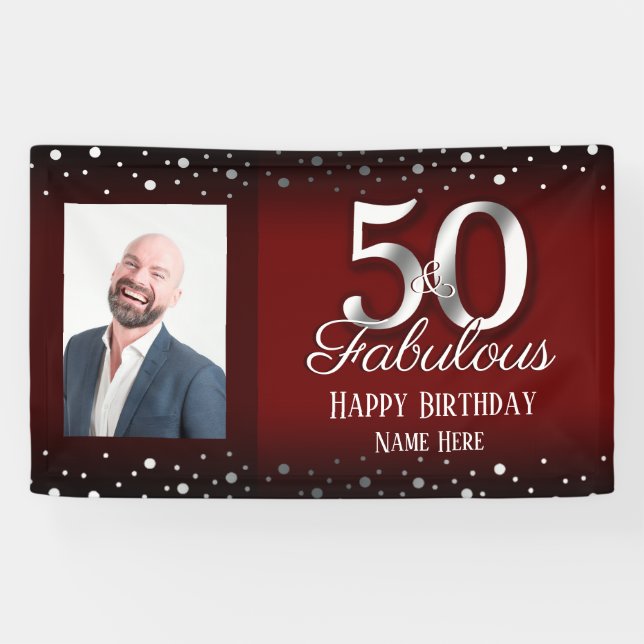 Banderoles 50 ans et fabuleuse photo Confetti (Horizontal)
