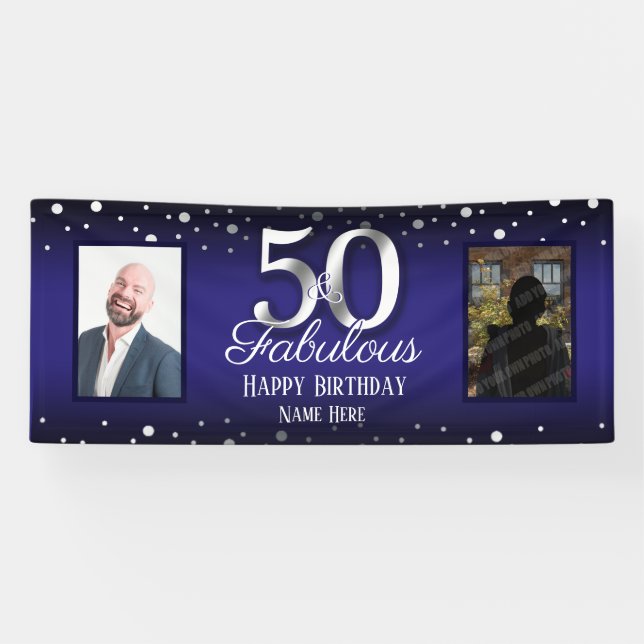 Banderoles 50 ans et fabuleuse photo Confetti (Horizontal)