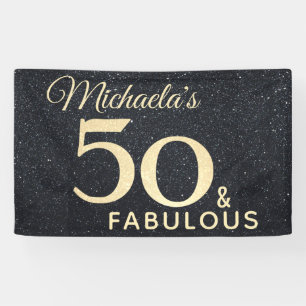 Banderoles 50 ans et Fabuleux Anniversaire cinquantième Noir