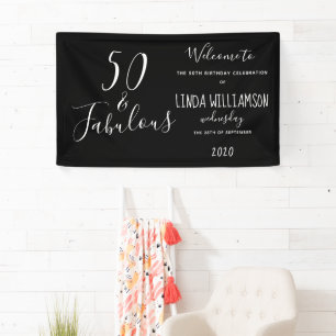 Banderoles 50 ans et fabuleux anniversaire moderne noir