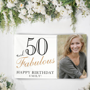Banderoles 50 ans et Fabuleux Élégant Photo d'anniversaire de