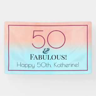 Banderoles 50 ans et Fabuleux Fête d'anniversaire rose et ble