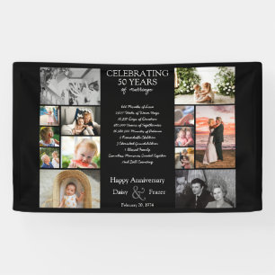 Banderoles 50 ans mariage anniversaire photo collage modifiab