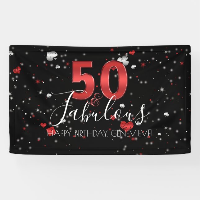 Banderoles 50 et anniversaire fabuleux de Vegas de casino de (Horizontal)