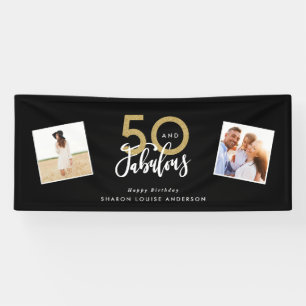 Banderoles 50 et fabuleux anniversaire noir et or