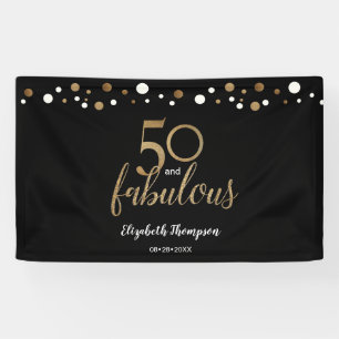 Banderoles 50 et fabuleux anniversaire or Confetti