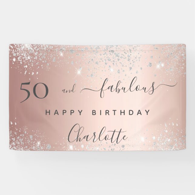 Banderoles 50 et Fabuleux anniversaire parties scintillant ro (Horizontal)