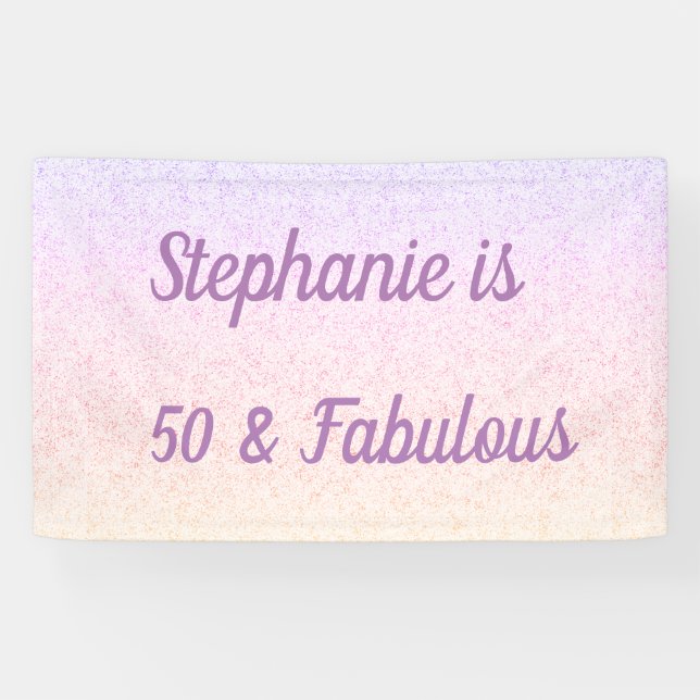 Banderoles 50 Et Fabuleux Anniversaire Rose Blanc Violet Ombr (Horizontal)