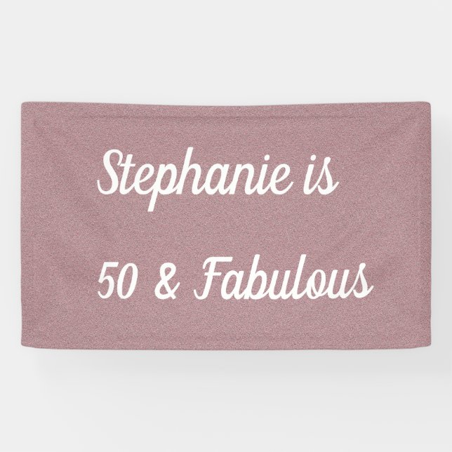 Banderoles 50 Et Fabuleux Anniversaire Rose Élégant Simple (Horizontal)