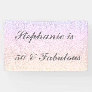Banderoles 50 Et Fabuleux Anniversaire rose gris violet Ombre