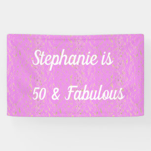 Banderoles 50 Et Fabuleux Anniversaire Violet Rose Blanc Or