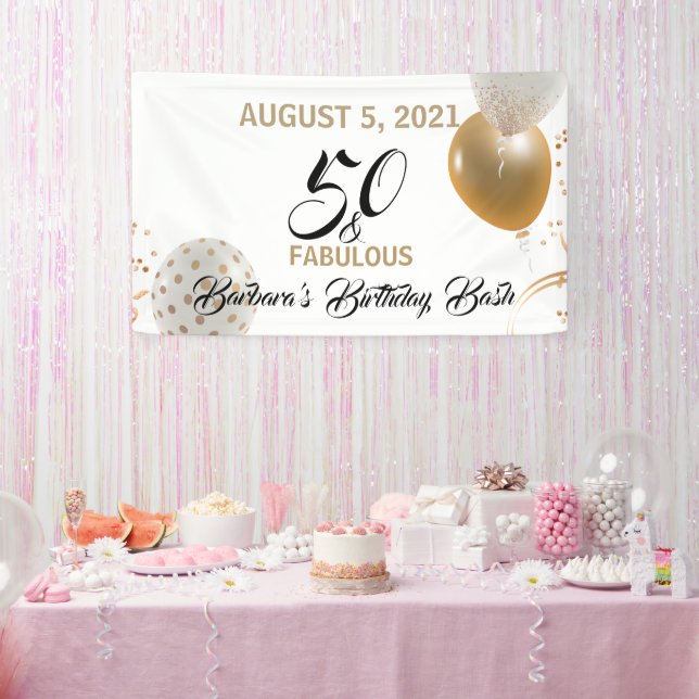 Banderoles 50 et fabuleux Black Gold Balloons de fête d'anniv (Fête)