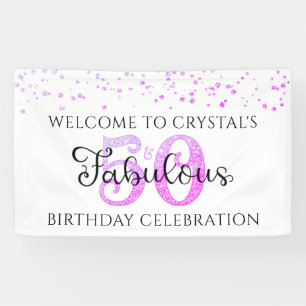 Banderoles 50 ET FABULEUX Confetti rose violet