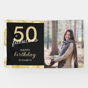 Banderoles 50 Et Fabuleux Gold Black Photo Anniversaire