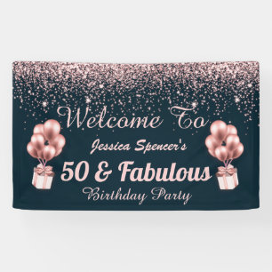 Banderoles 50 et fabuleux Rose Gold 50e anniversaire Weclome