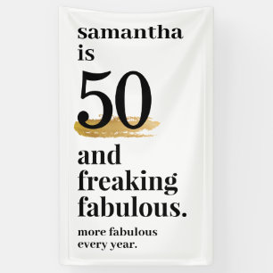 Banderoles 50 et Fabulous Funny Fête Anniversaire moderne