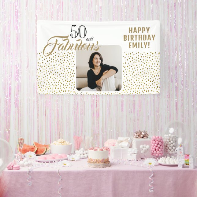 Banderoles 50 et Fabulous Gold Parties scintillant Photo 50e  (Fête)