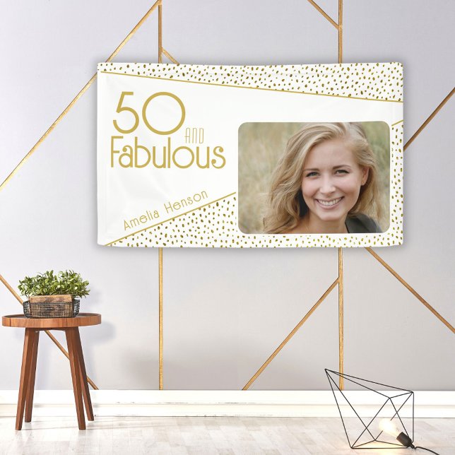 Banderoles 50 et Fabulous Gold Parties scintillant Photo 50e  (Créateur téléchargé)