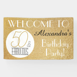 Banderoles 50 et Fabulous Gold Personnalisé fête d'anniversai