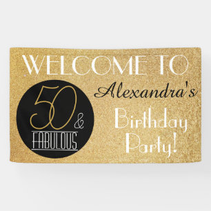 Banderoles 50 et Fabulous Gold Personnalisé fête d'anniversai