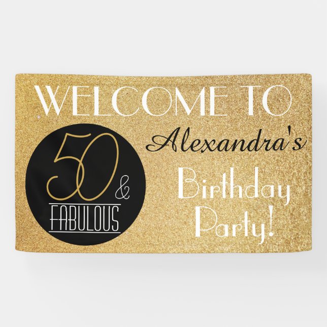 Banderoles 50 et Fabulous Gold Personnalisé fête d'anniversai (Horizontal)