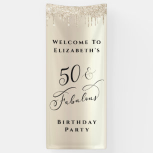Banderoles 50 Fabuleuse Parties scintillant Champagne Gold An