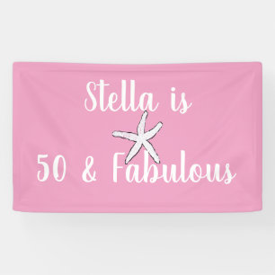 Banderoles 50 & Fabuleux Anniversaire de poisson rose blanc m