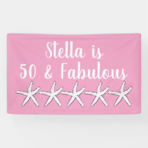 50 & Fabuleux Anniversaire Starfish Motif rose bla
