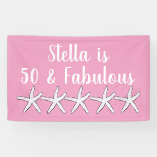 Banderoles 50 & Fabuleux Anniversaire Starfish Motif rose bla