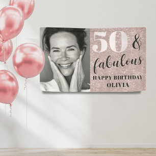 Banderoles 50 & Fabuleux Chic Pink Parties scintillant & Phot