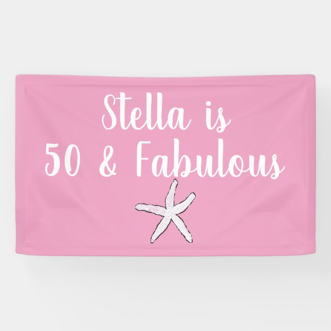 Banderoles 50 & Fabuleux Cool blanc Starfish Pink (Horizontal)