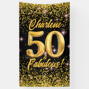 Banderoles 50 Fabuleux Gold Parties scintillant Rose Stars 50