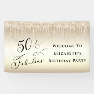 Banderoles 50 Fabuleux Parties scintillant d'or Anniversaire