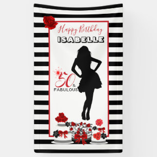 Banderoles 50 & FABULOUS 50e anniversaire Stripes Party banni