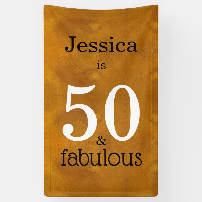 Banderoles 50 & Fabulous Faux Gold Simple 50e fête d'annivers (Vertical)