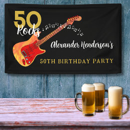 Banderoles 50 Rocks Guitare Cool 50e fête d'anniversaire
