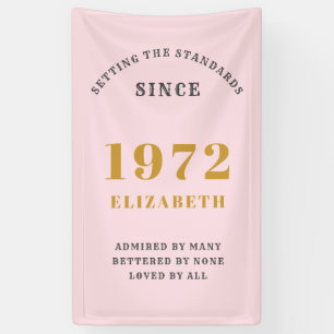 Banderoles 50e anniversaire 1972 Elégant Gold Rose Grey