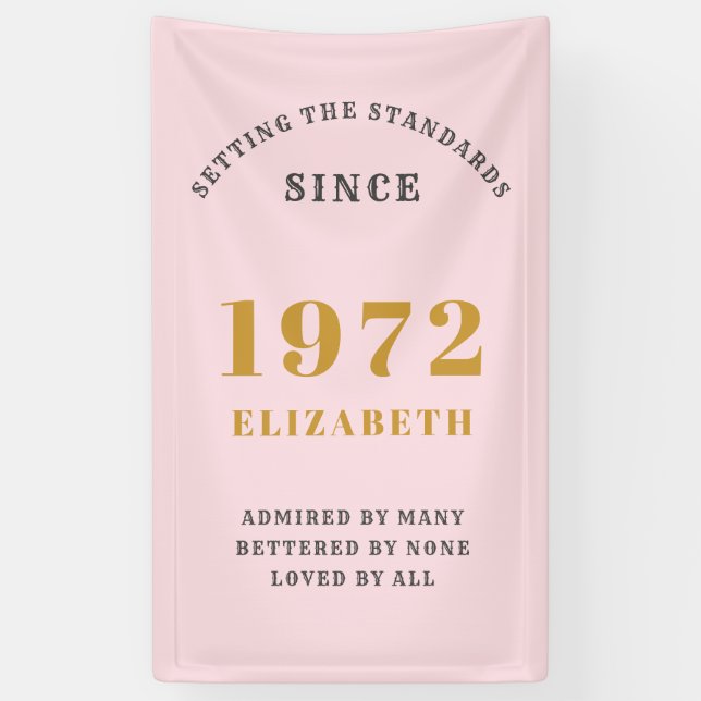 Banderoles 50e anniversaire 1972 Elégant Gold Rose Grey (Vertical)