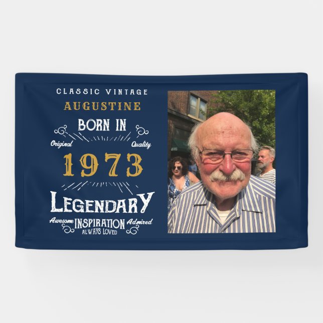 Banderoles 50e anniversaire 1973 Légendaire Bleu Et Or (Horizontal)