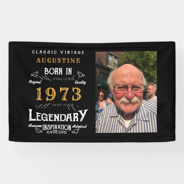 Banderoles 50e anniversaire 1973 Légendaire Noir et Or (Horizontal)