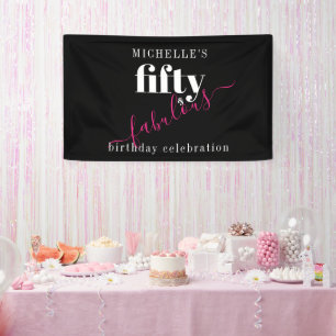Banderoles 50e anniversaire 50 et fabuleux script noir et ros